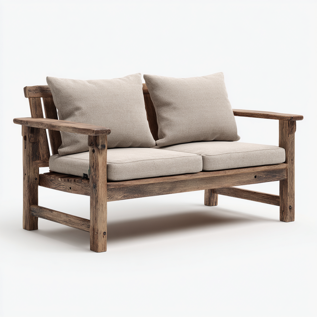 Canapé de jardin bois 134x72x82 cm - bois clair-beige clair - adapté au jardin - design naturel-Luxeero