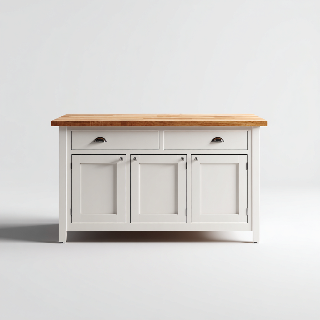 Îlot de cuisine 140x70x90 cm - bois et métal - blanc-marron - design fonctionnel-Luxeero