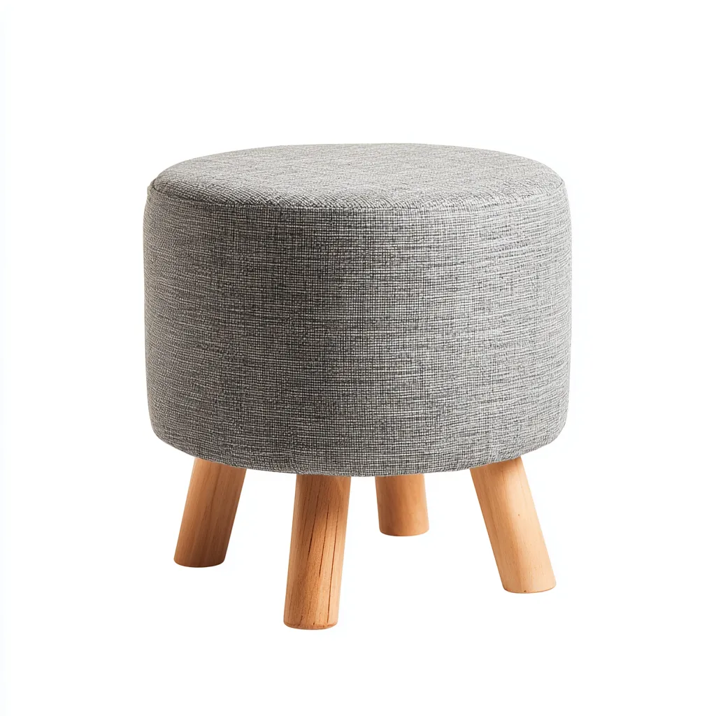 Pouf tissu rond 30x30x35 cm - gris - style moderne-Luxeero