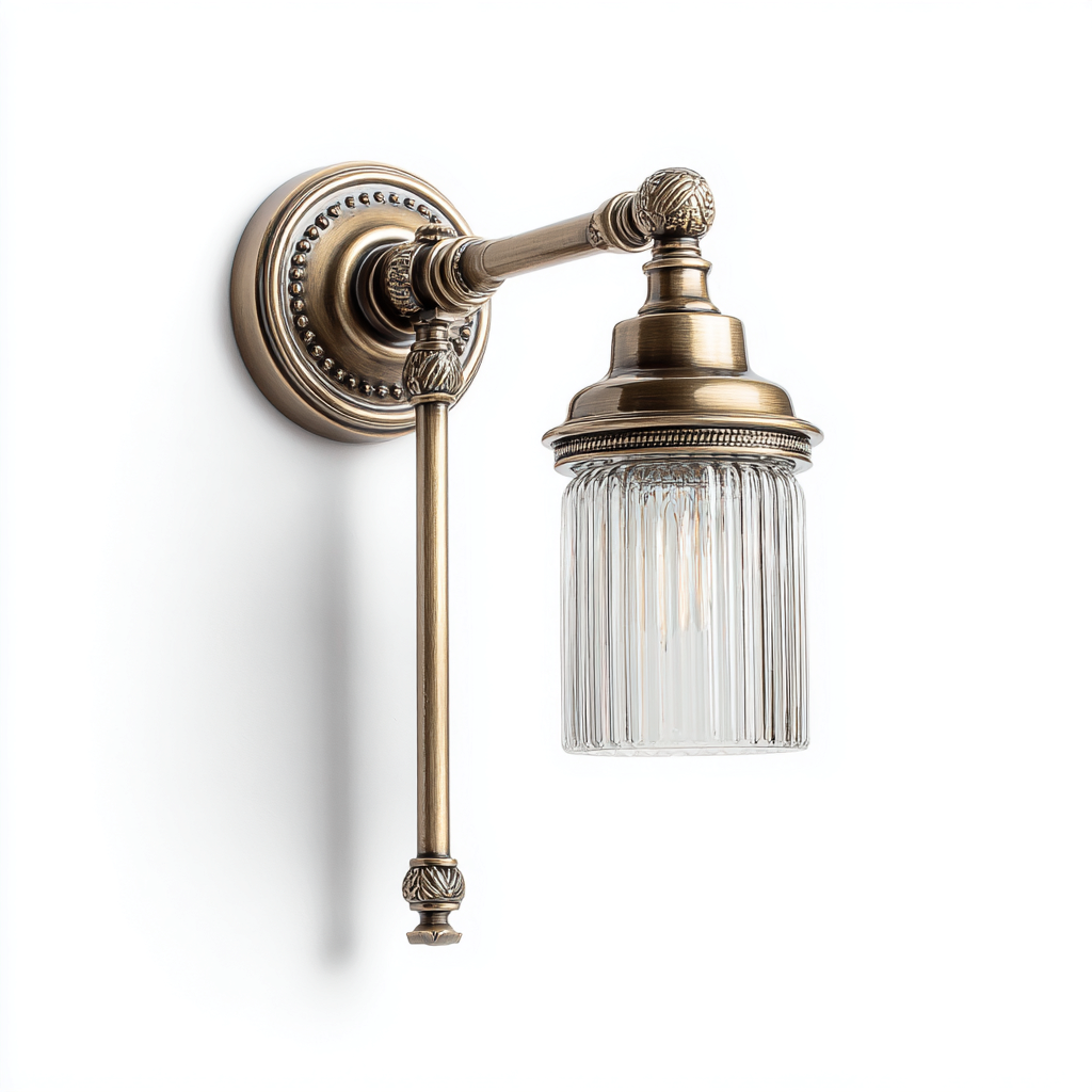 Applique murale métal-verre 17x22x30 cm laiton-transparent design classique-Luxeero