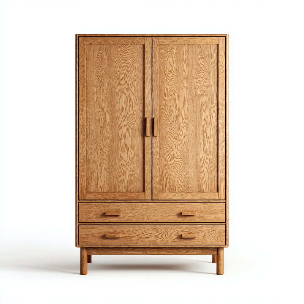 Armoire bois 100x50x180 cm - chêne clair - adaptée à la chambre - design moderne-Luxeero