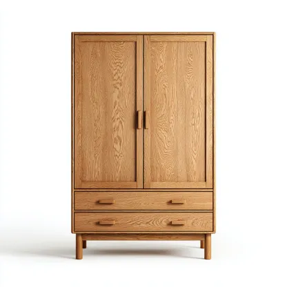 Armoire bois 100x50x180 cm - chêne clair - adaptée à la chambre - design moderne-Luxeero