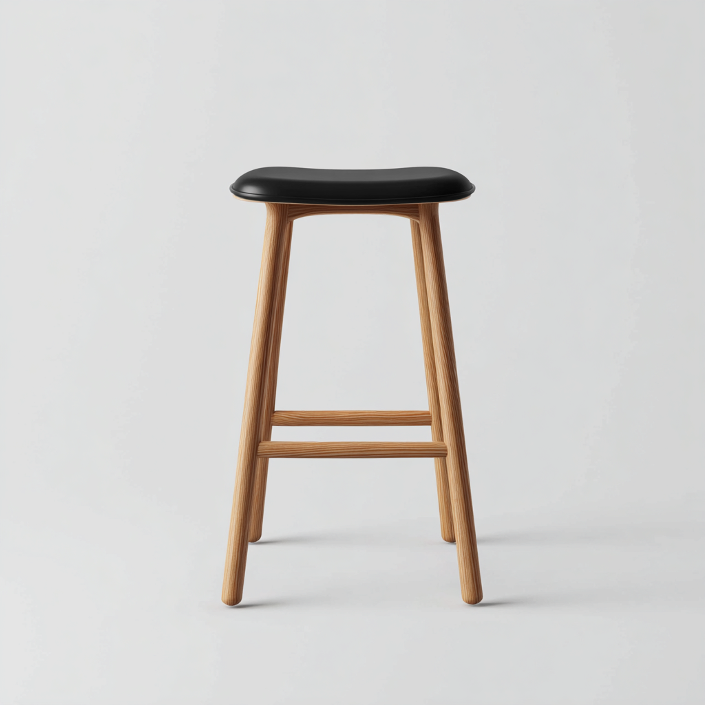 Tabouret de bar bois-cuir 40x40x75 cm noir-bois design moderne-Luxeero