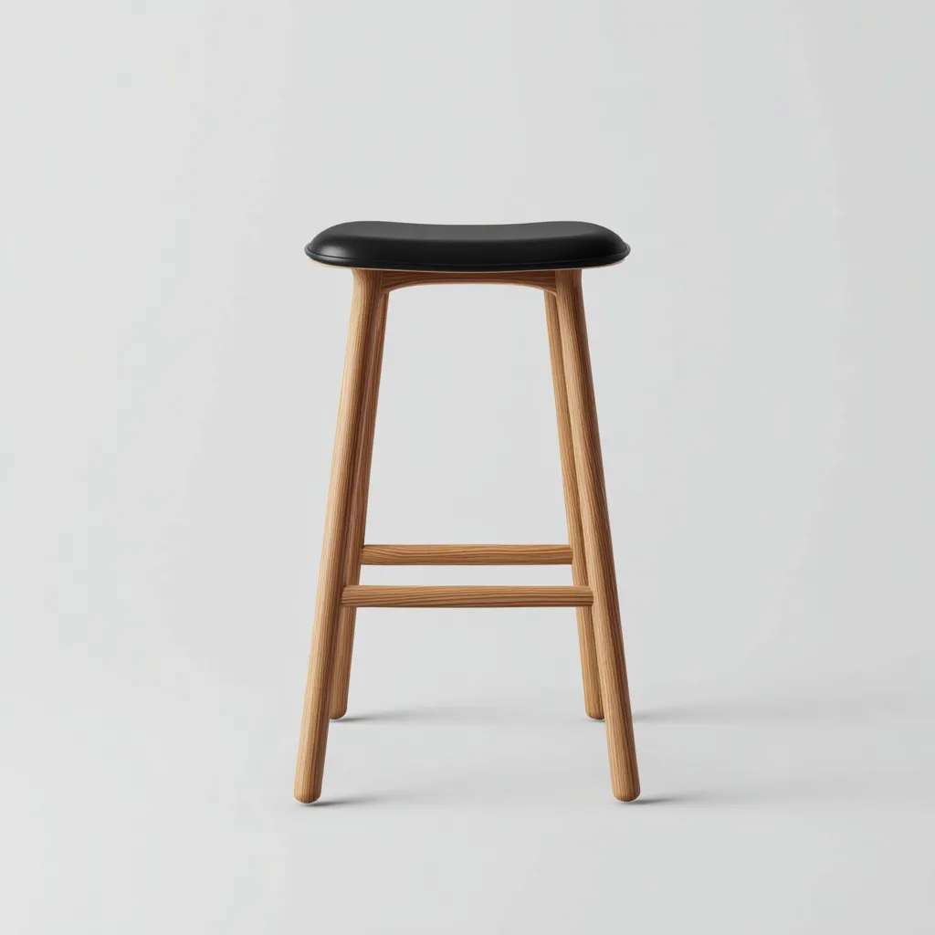 Tabouret de bar bois-cuir 40x40x75 cm noir-bois design moderne-Luxeero