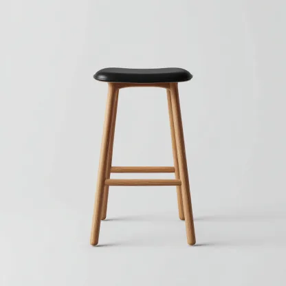 Tabouret de bar bois-cuir 40x40x75 cm noir-bois design moderne-Luxeero