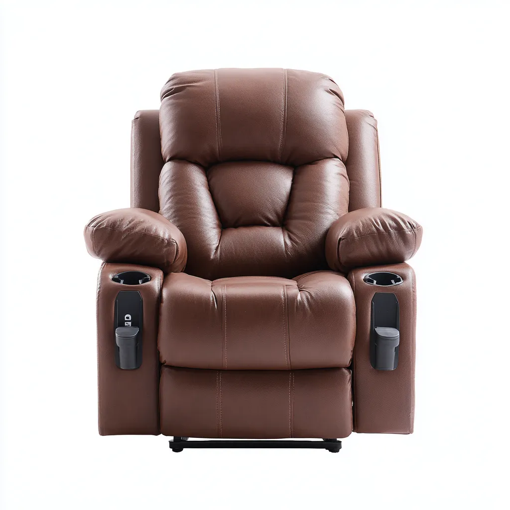 Fauteuil relax cuir 95x90x105 cm marron moderne-Luxeero