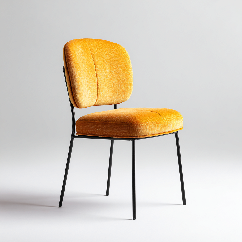 Chaise de salle à manger métal et tissu 50x56x82 cm - noir-jaune - style moderne-Luxeero