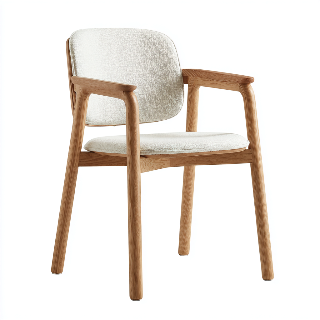 Chaise de salle à manger en tissu et bois 52x55x83 cm - blanc-bois - style moderne-Luxeero