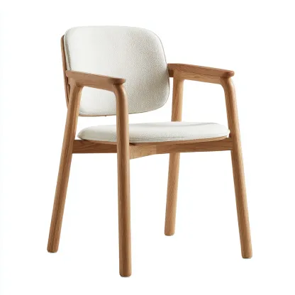 Chaise de salle à manger en tissu et bois 52x55x83 cm - blanc-bois - style moderne-Luxeero