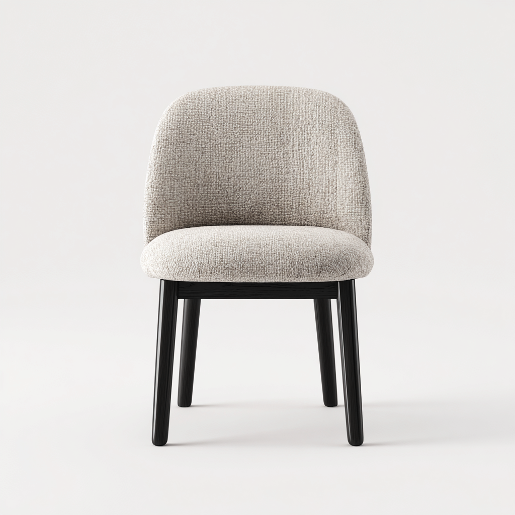 Chaise de salle à manger tissu-bois 48x55x82 cm blanc-noir design moderne-Luxeero