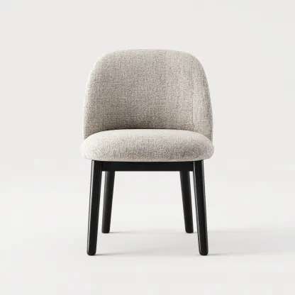 Chaise de salle à manger tissu-bois 48x55x82 cm blanc-noir design moderne-Luxeero