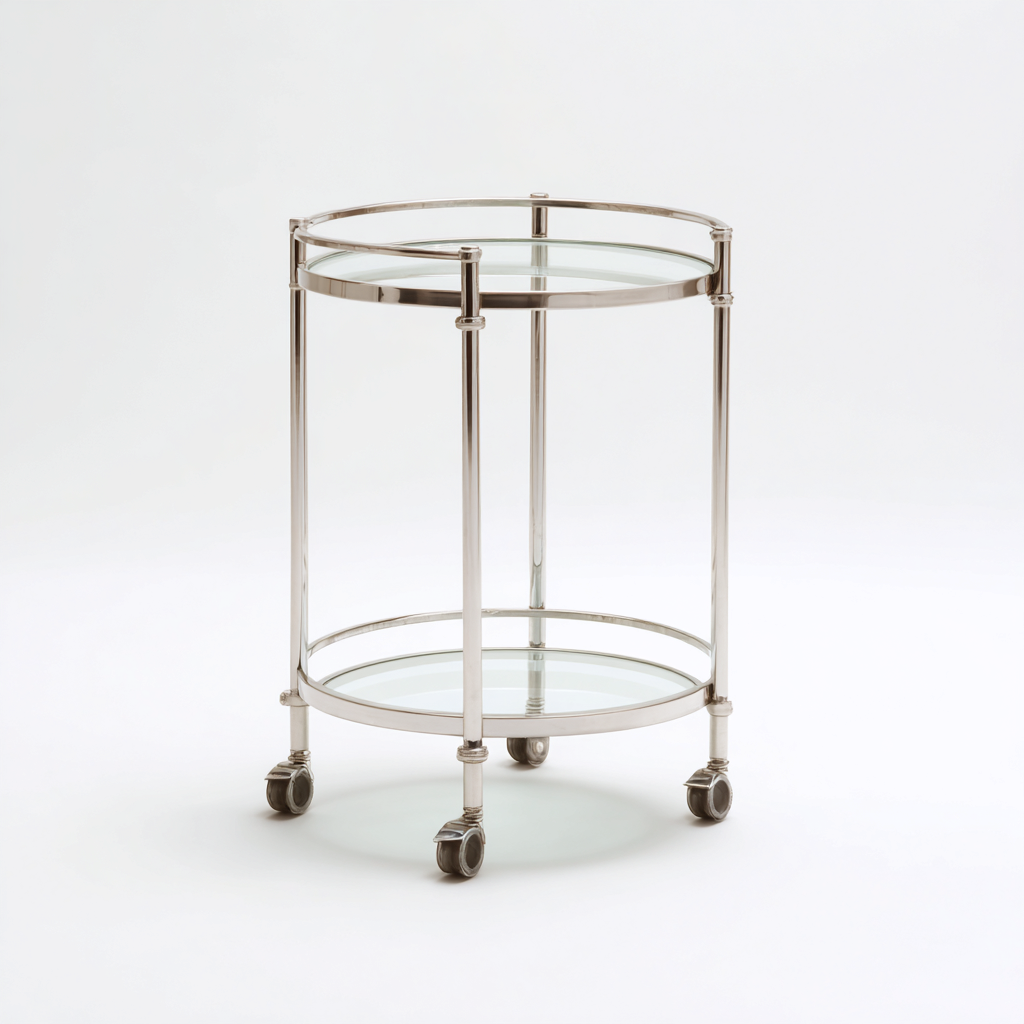 Desserte en métal et verre 45x45x75 cm - argent-verre - style moderne-Luxeero