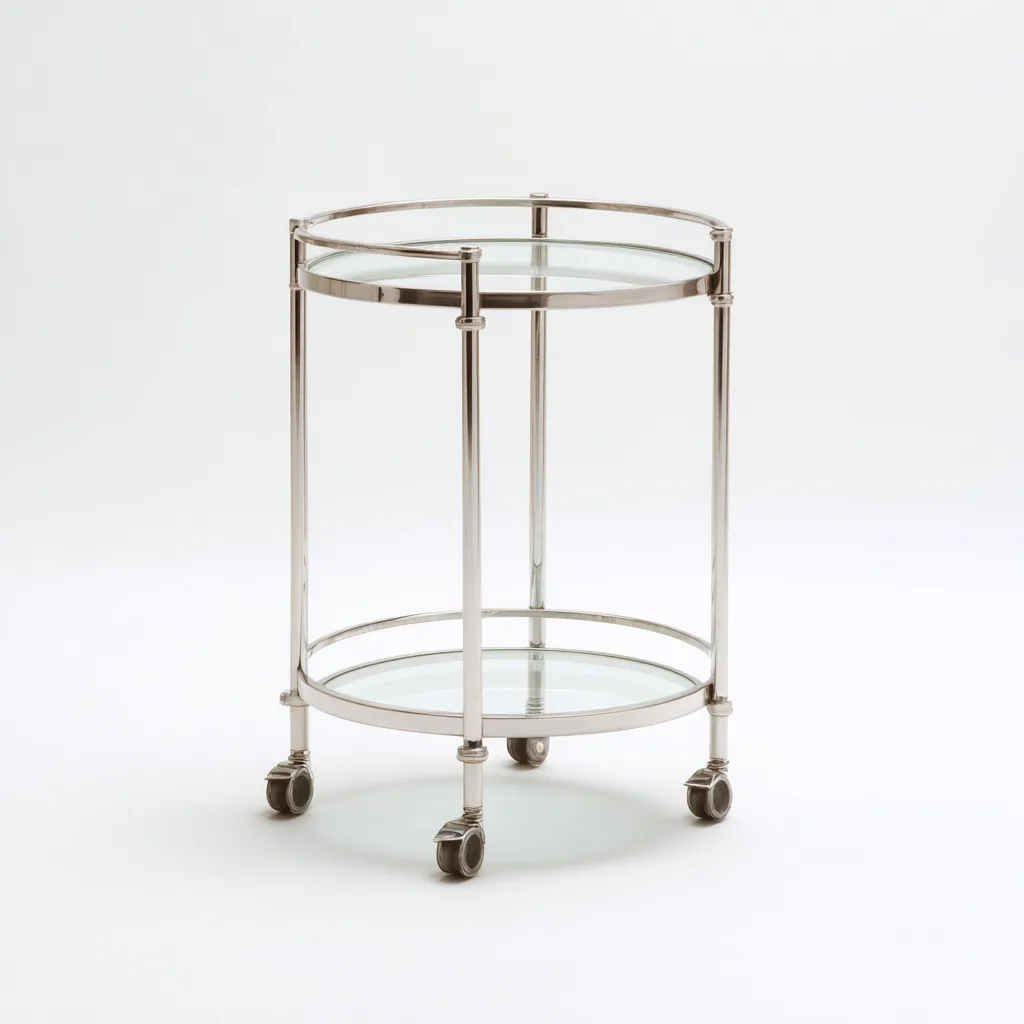 Desserte en métal et verre 45x45x75 cm - argent-verre - style moderne-Luxeero