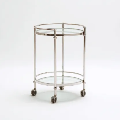 Desserte en métal et verre 45x45x75 cm - argent-verre - style moderne-Luxeero