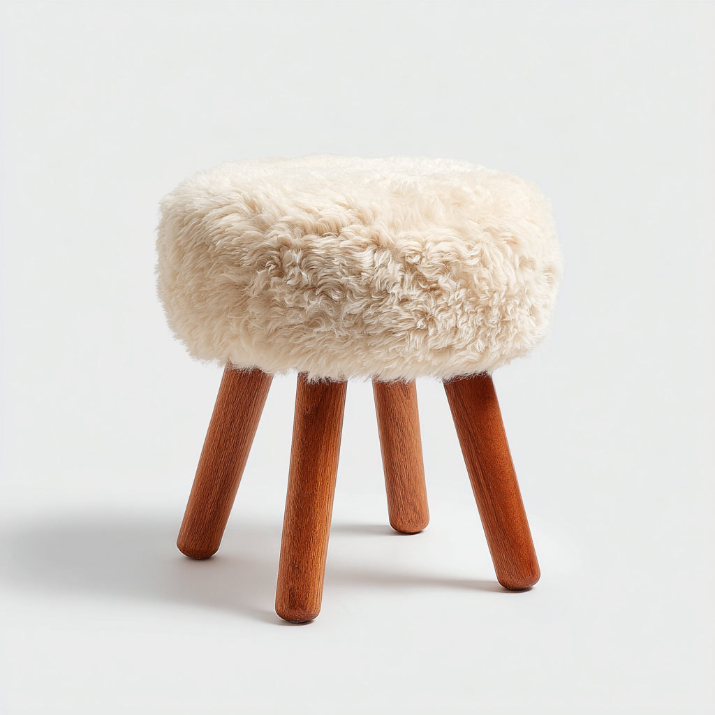 Pouf tissu et bois 35x35x40 cm - beige - design contemporain-Luxeero