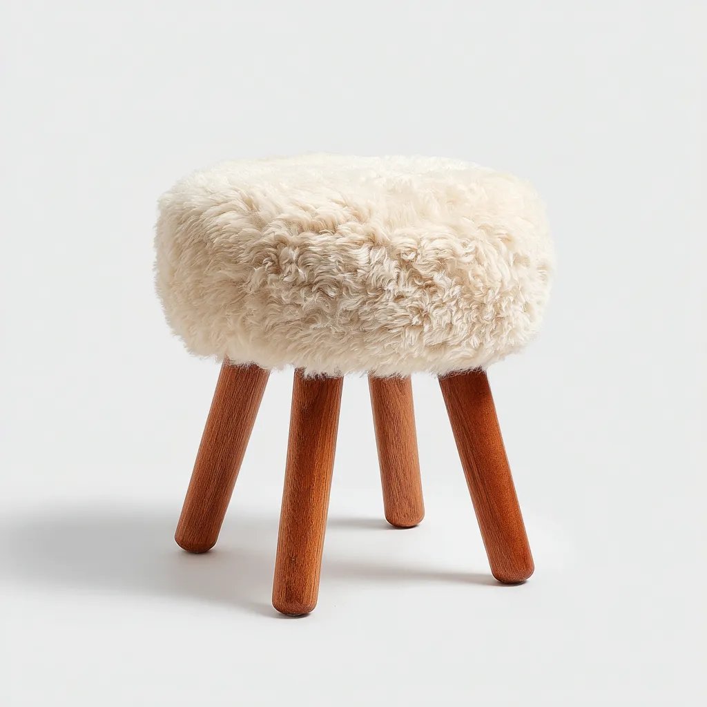 Pouf tissu et bois 35x35x40 cm - beige - design contemporain-Luxeero
