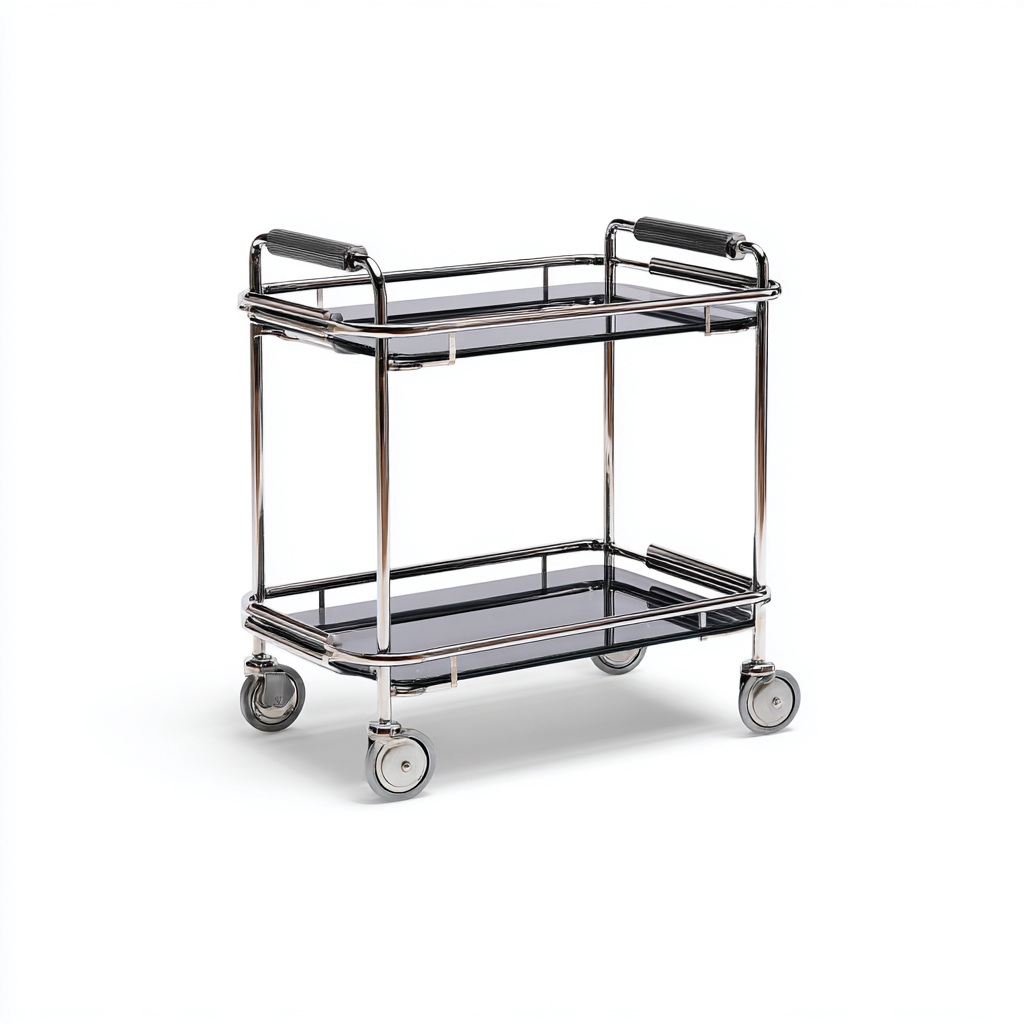 Desserte en métal et verre 70x40x85 cm - chrome-noir - style moderne-Luxeero