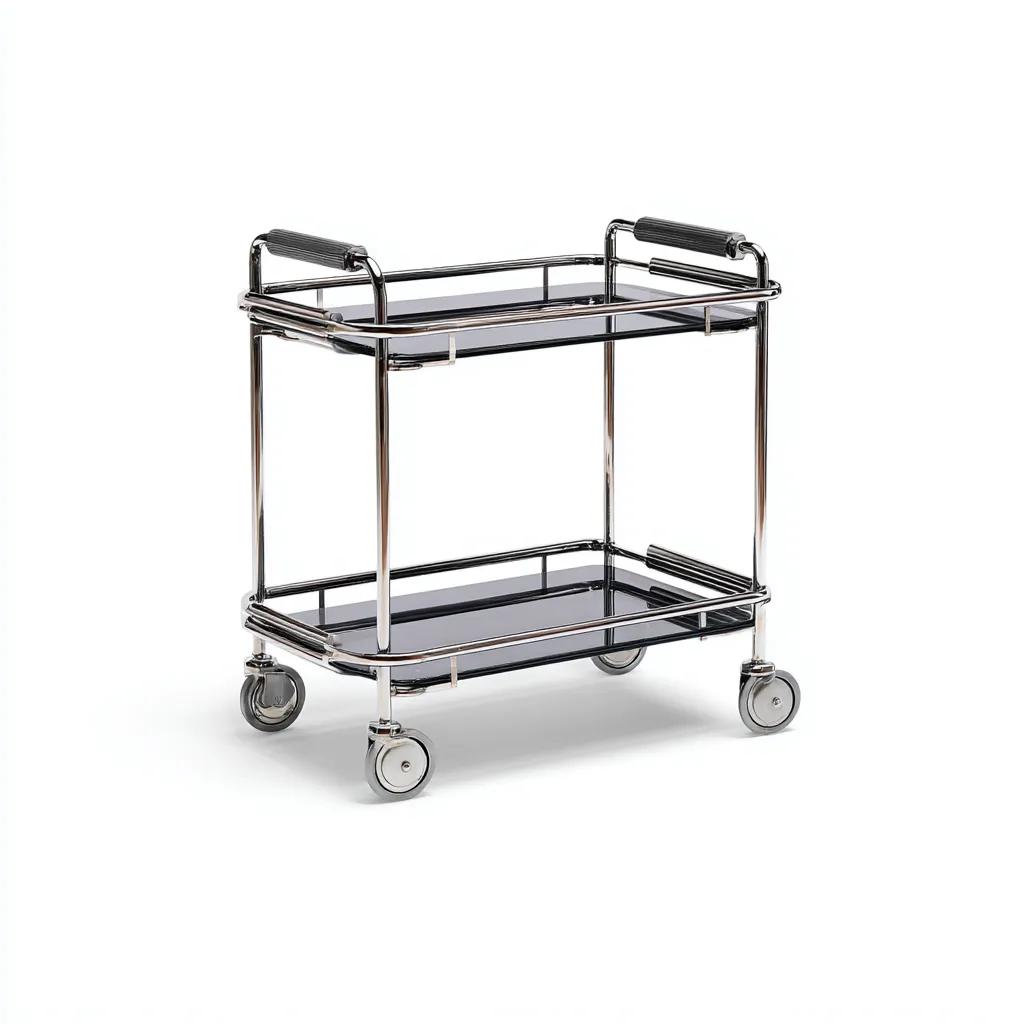 Desserte en métal et verre 70x40x85 cm - chrome-noir - style moderne-Luxeero