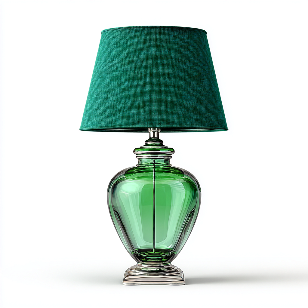 Lampe de table verre métal 27x27x52 cm - vert-argent - design élégant-Luxeero