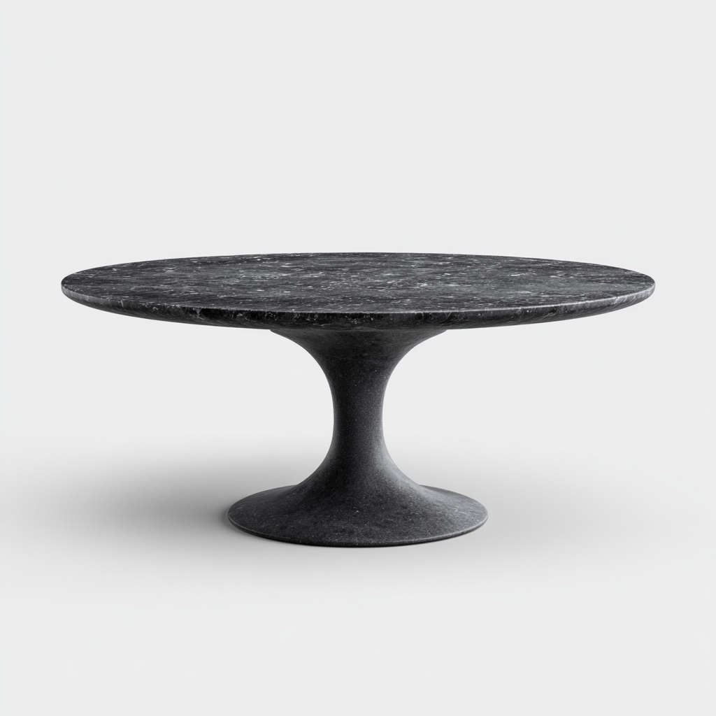Table a manger pierre 140x140x74 cm noir design moderne pour salle a manger-Luxeero