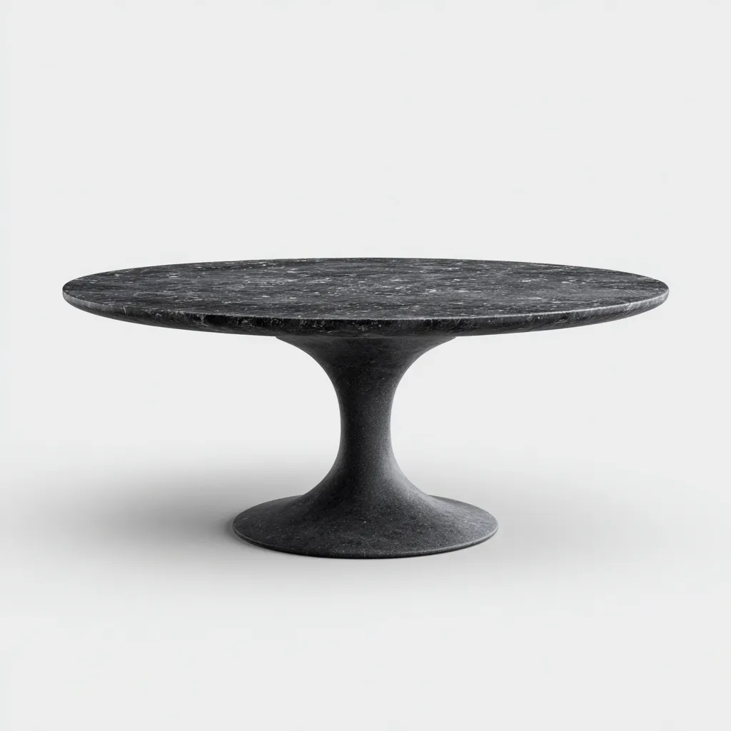 Table a manger pierre 140x140x74 cm noir design moderne pour salle a manger-Luxeero