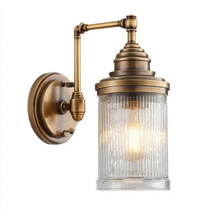 Applique murale métal-verre 20x24x33 cm - bronze-verre transparent - design classique-Luxeero