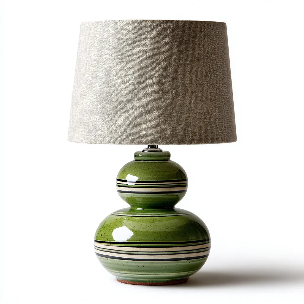 Lampe de table céramique 26x26x48 cm - vert-beige - design classique-Luxeero