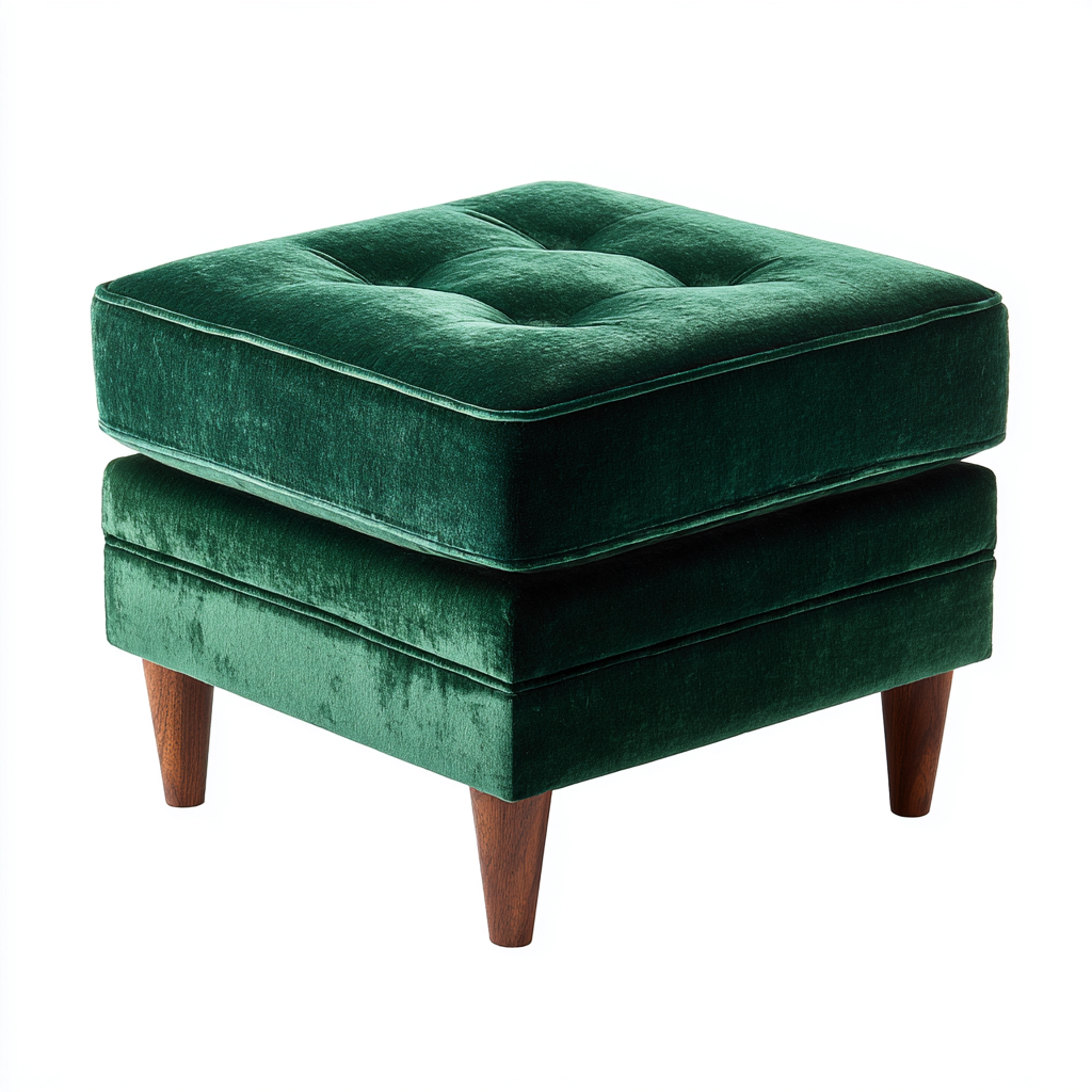 Pouf en velours 46x46x42 cm - vert - style moderne-Luxeero