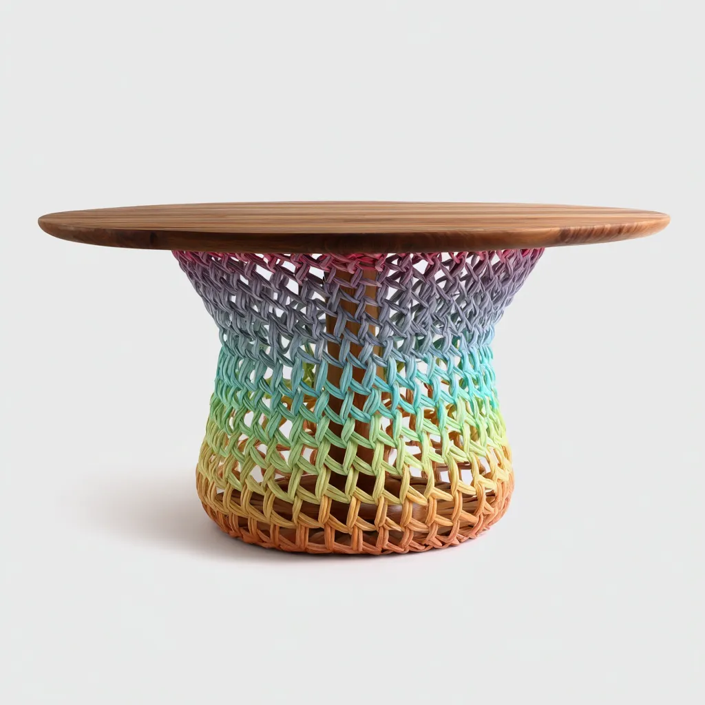 Table basse bois-résine 70x70x45 cm rouge-orange-jaune-vert-bleu-violet design moderne-Luxeero