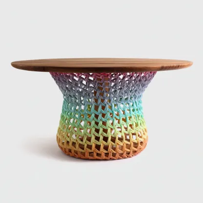 Table basse bois-résine 70x70x45 cm rouge-orange-jaune-vert-bleu-violet design moderne-Luxeero