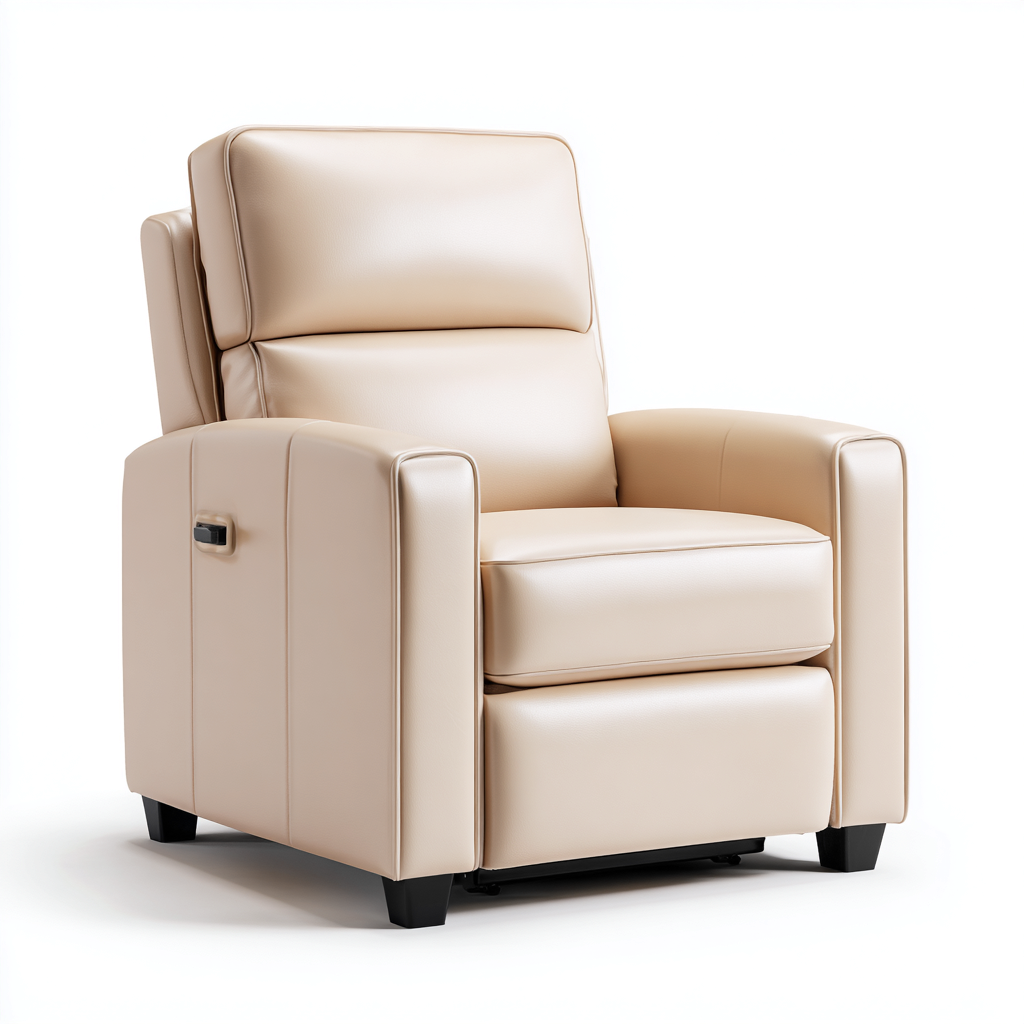 Fauteuil relax cuir 95x90x105 cm - Beige - design moderne-Luxeero
