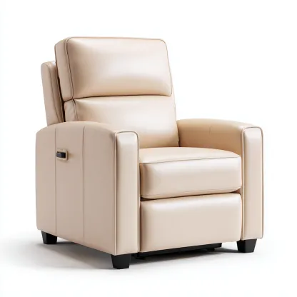 Fauteuil relax cuir 95x90x105 cm - Beige - design moderne-Luxeero