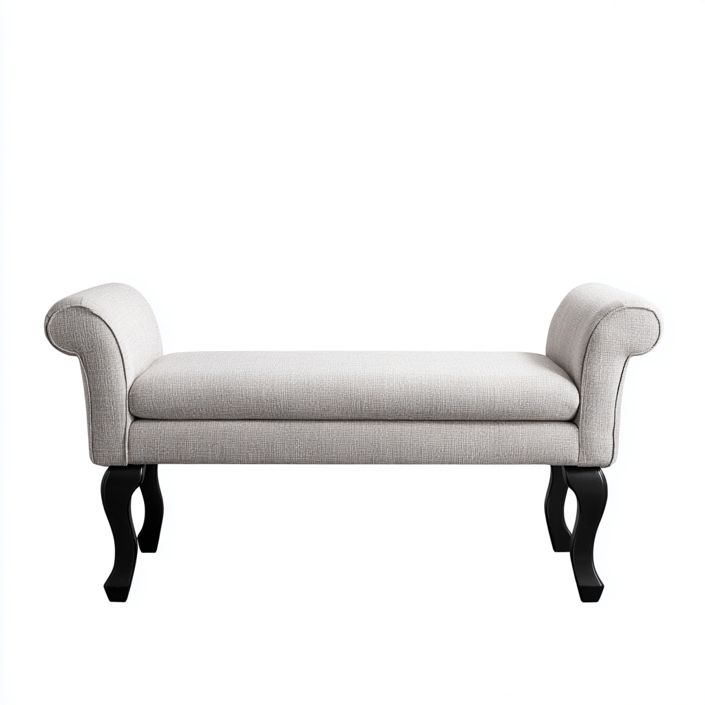 Banc de lit tissu-bois 118x42x55 cm - gris-noir - style classique-Luxeero