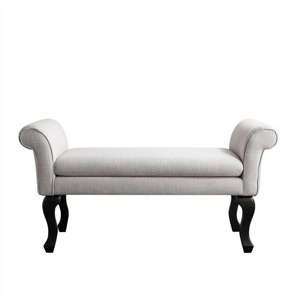 Banc de lit tissu-bois 118x42x55 cm - gris-noir - style classique-Luxeero