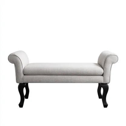 Banc de lit tissu-bois 118x42x55 cm - gris-noir - style classique-Luxeero