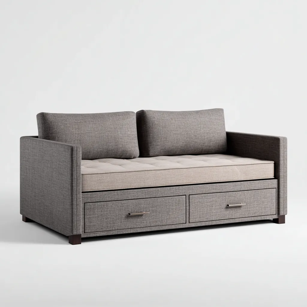 Canapé-lit avec rangement 200x85x80 cm - gris-brun - style moderne - pour salon-chambre-Luxeero