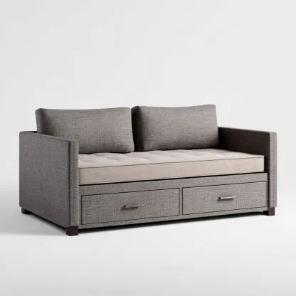 Canapé-lit avec rangement 200x85x80 cm - gris-brun - style moderne - pour salon-chambre-Luxeero