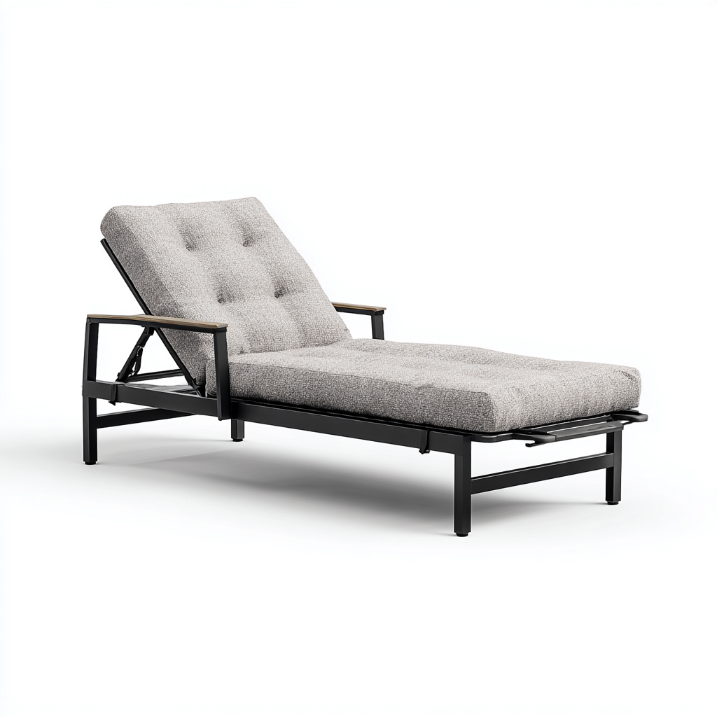 Chaise longue aluminium 190x65x40 cm gris - usage extérieur - design moderne-Luxeero