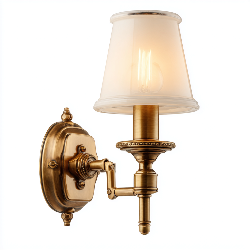 Applique murale métal et verre 18x12x30 cm - laiton-verre blanc - style classique-Luxeero