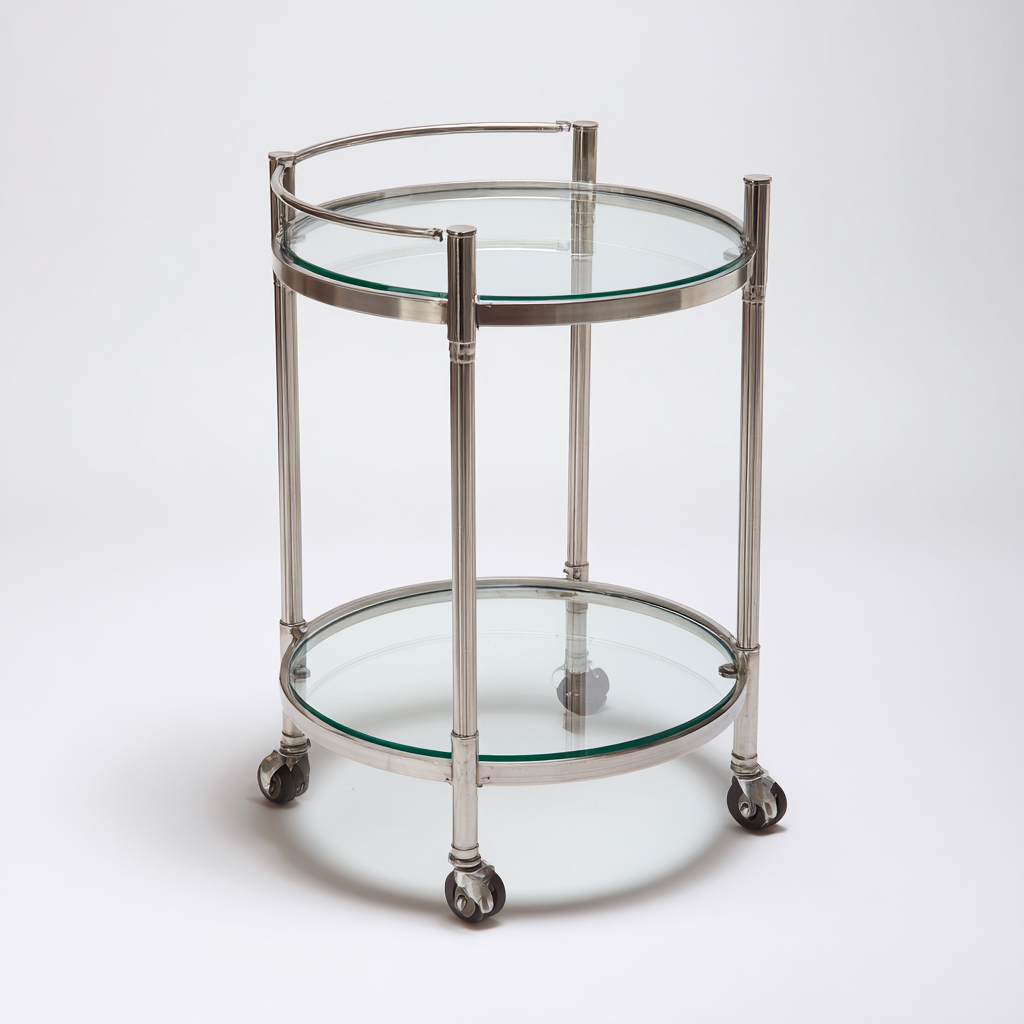 Desserte chariot métal verre 45x45x75 cm - argenté - adaptée à la maison - design moderne-Luxeero