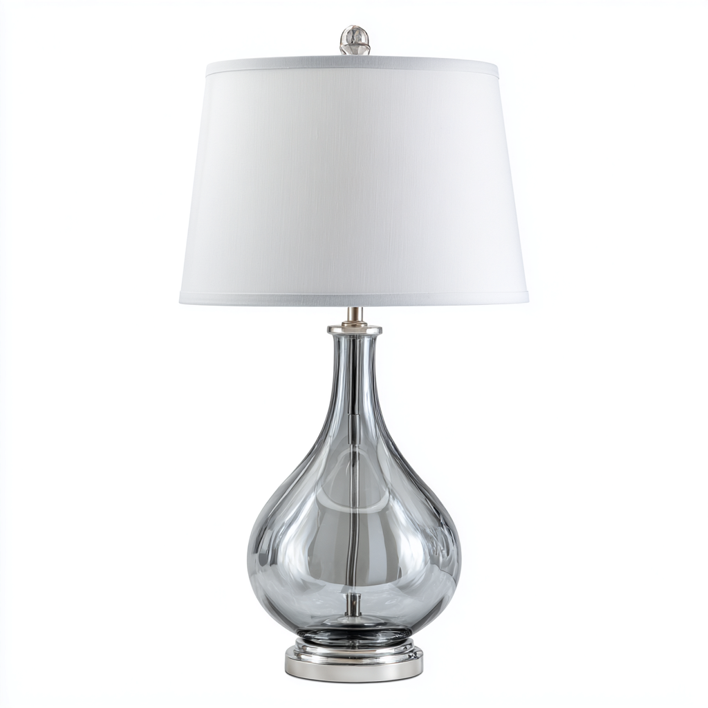 Lampe de table en verre et métal 30x30x55 cm - transparent-blanc - style moderne-Luxeero