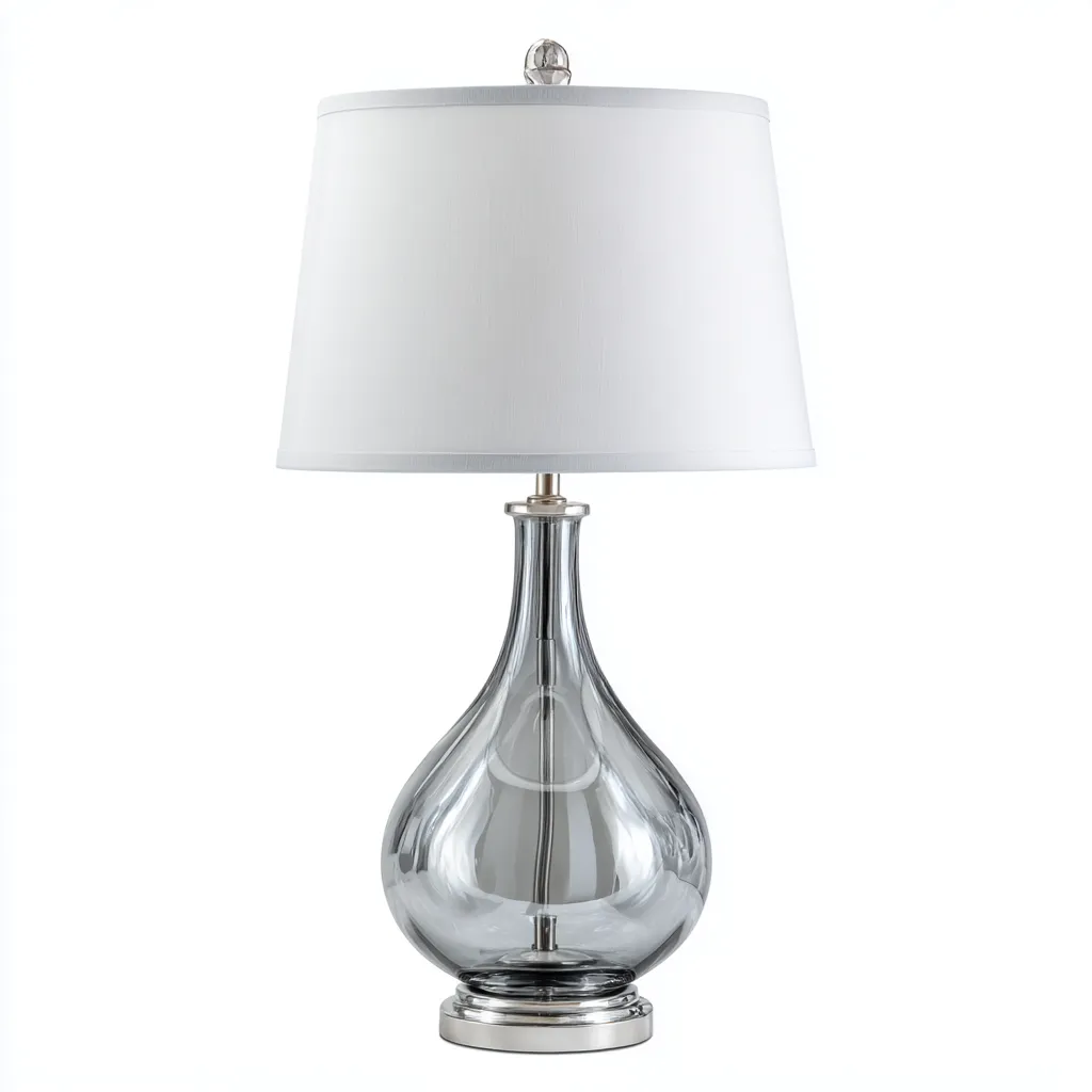 Lampe de table en verre et métal 30x30x55 cm - transparent-blanc - style moderne-Luxeero