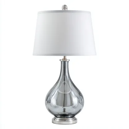 Lampe de table en verre et métal 30x30x55 cm - transparent-blanc - style moderne-Luxeero