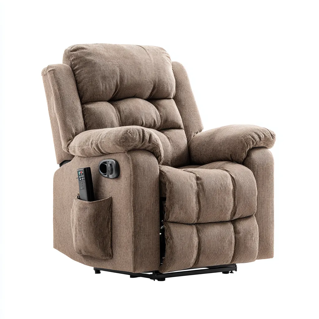 Fauteuil relax tissu métal 88x94x104 cm beige - design confortable - usage salon-Luxeero