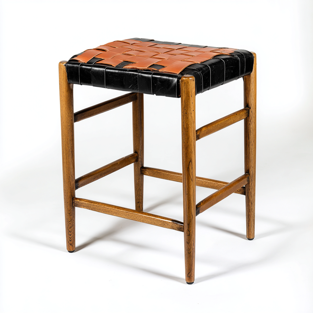 Tabouret de bar bois cuir 42x42x95 cm noir-marron - design moderne - usage cuisine et bar-Luxeero