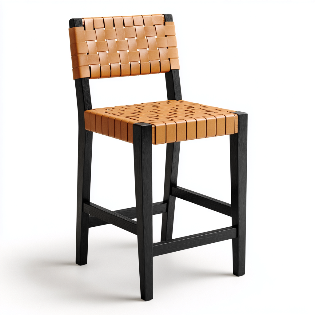 Tabouret de bar 45x50x100 cm - noir et brun - design contemporain-Luxeero