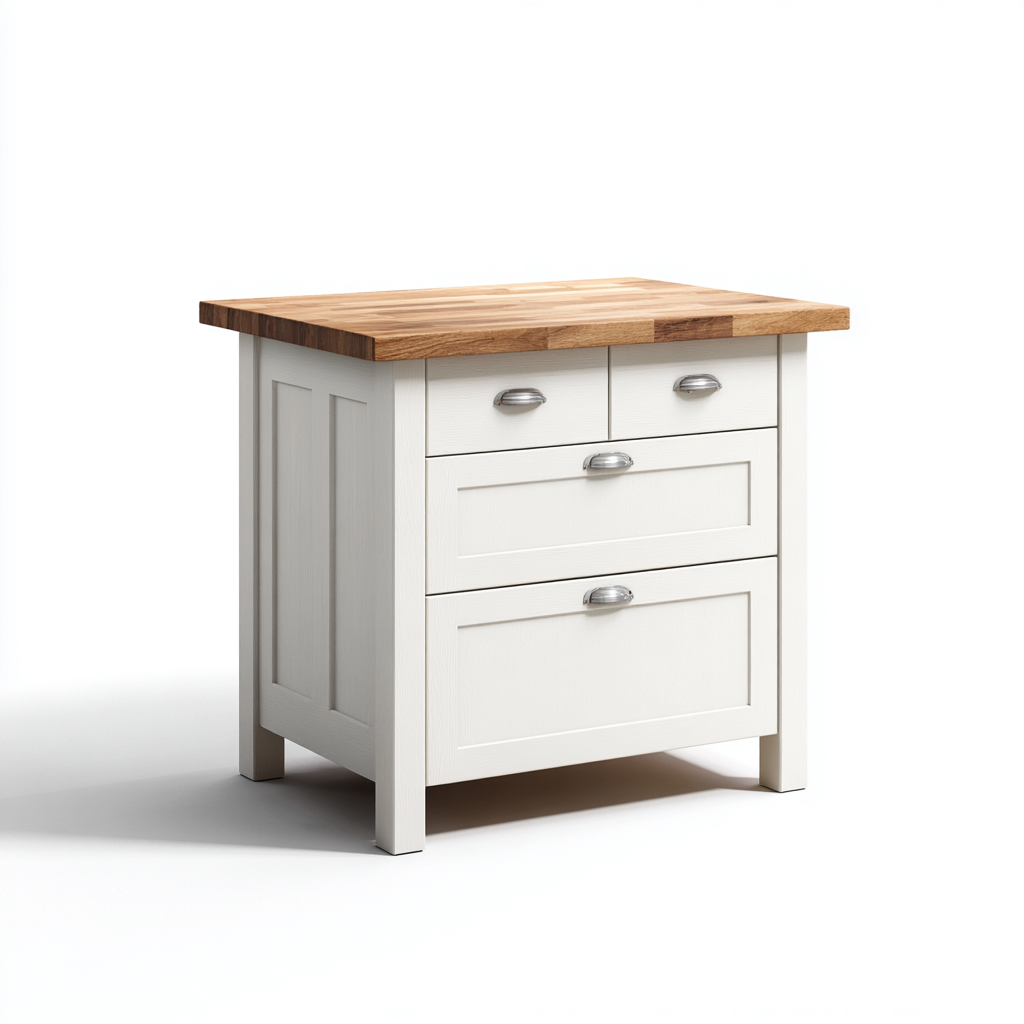 Îlot de cuisine bois métal 80x50x88 cm - blanc-marron - adapté à la cuisine - design moderne-Luxeero