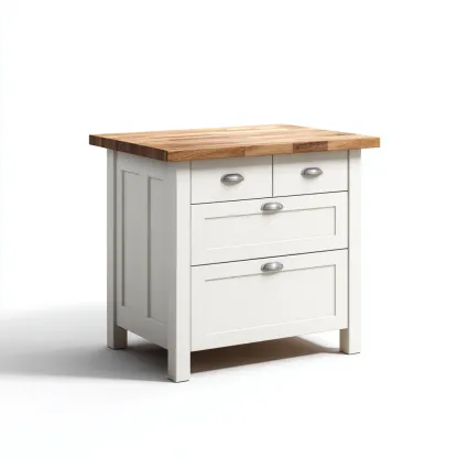 Îlot de cuisine bois métal 80x50x88 cm - blanc-marron - adapté à la cuisine - design moderne-Luxeero