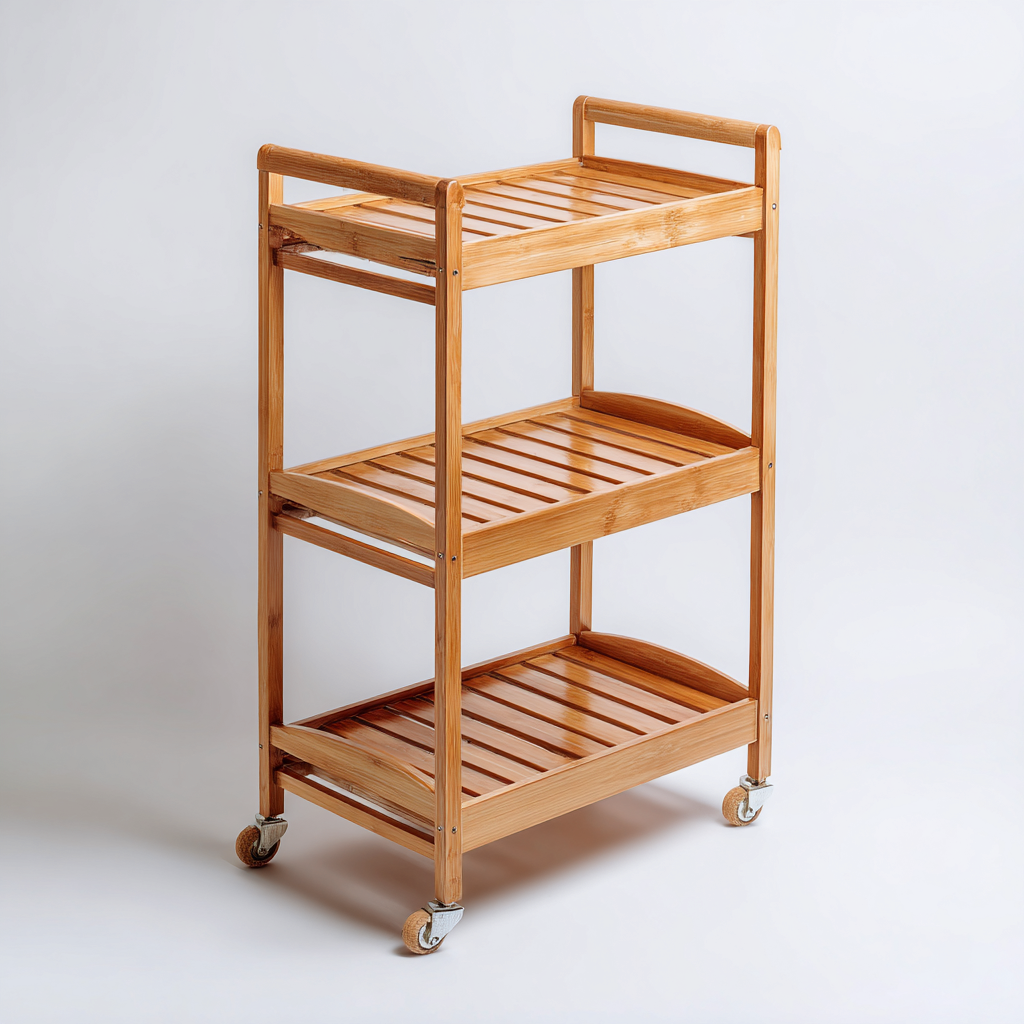 Desserte chariot bois 45x35x85 cm - bois brun - adaptée à la maison - design moderne-Luxeero