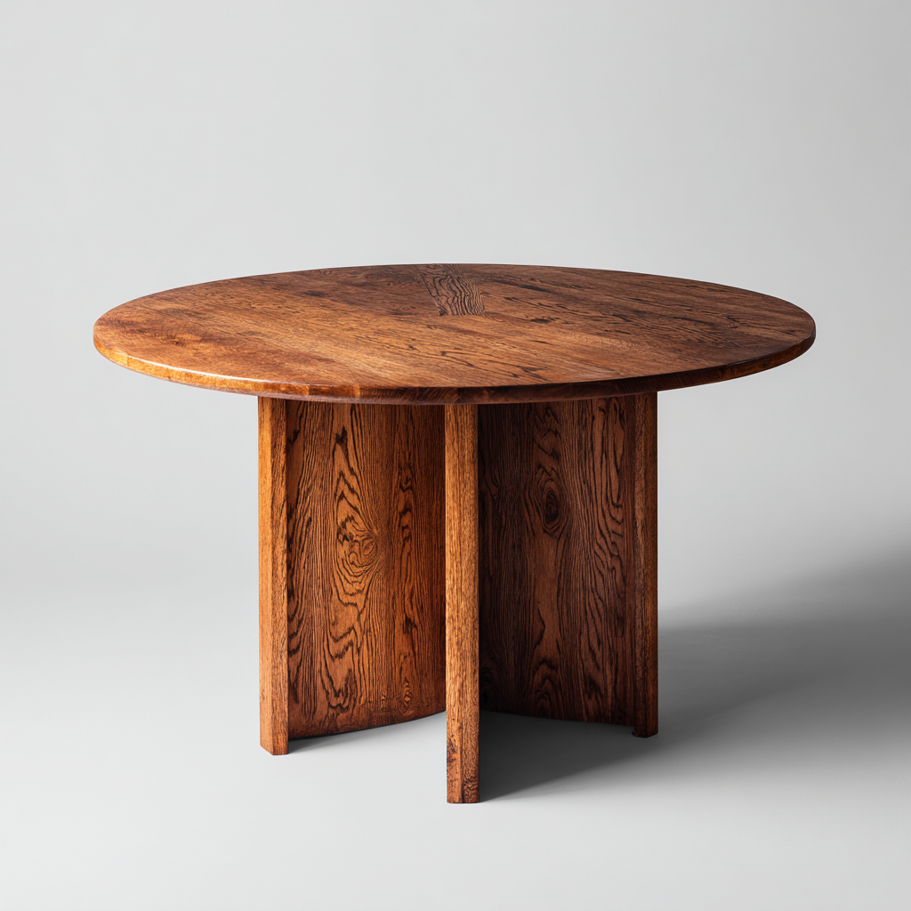 Table à manger bois 130x130x75 cm marron design contemporain-Luxeero